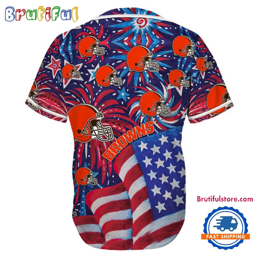 Cleveland Browns USA Flag Independence Day Baseball Jersey, Sport Team 4th of July Jersey