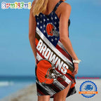 Cleveland Browns USA Independence Day Women’s Summer Beach Sling Dress