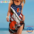 Cleveland Browns USA Independence Day Women’s Summer Beach Sling Dress
