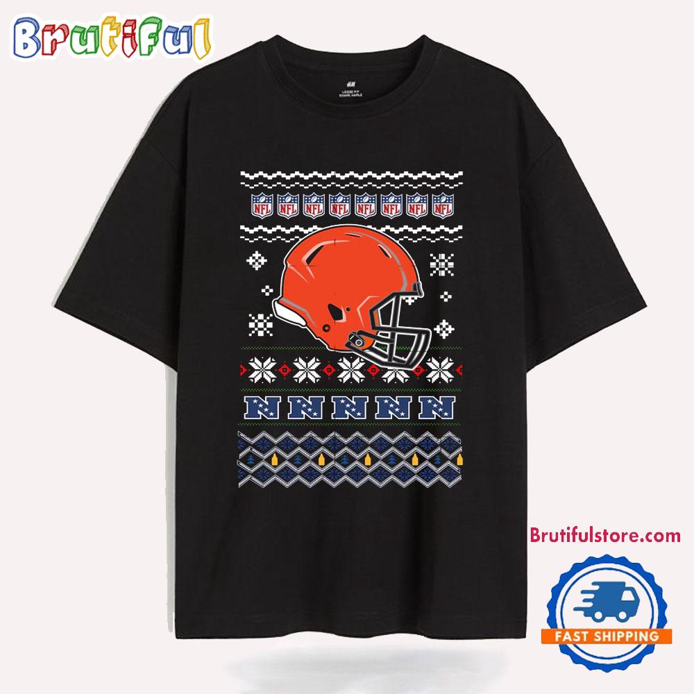 Cleveland Browns Football Logo Team Helmet Merry Chritmas 2024 T Shirt