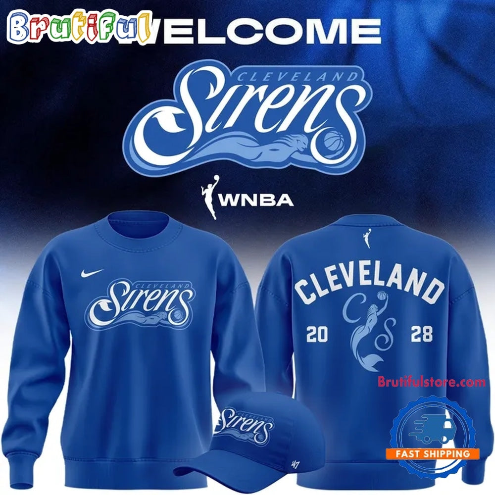 Cleveland Sirens 2028 WNBA Primary Logo Blue Hoodie T-Shirt