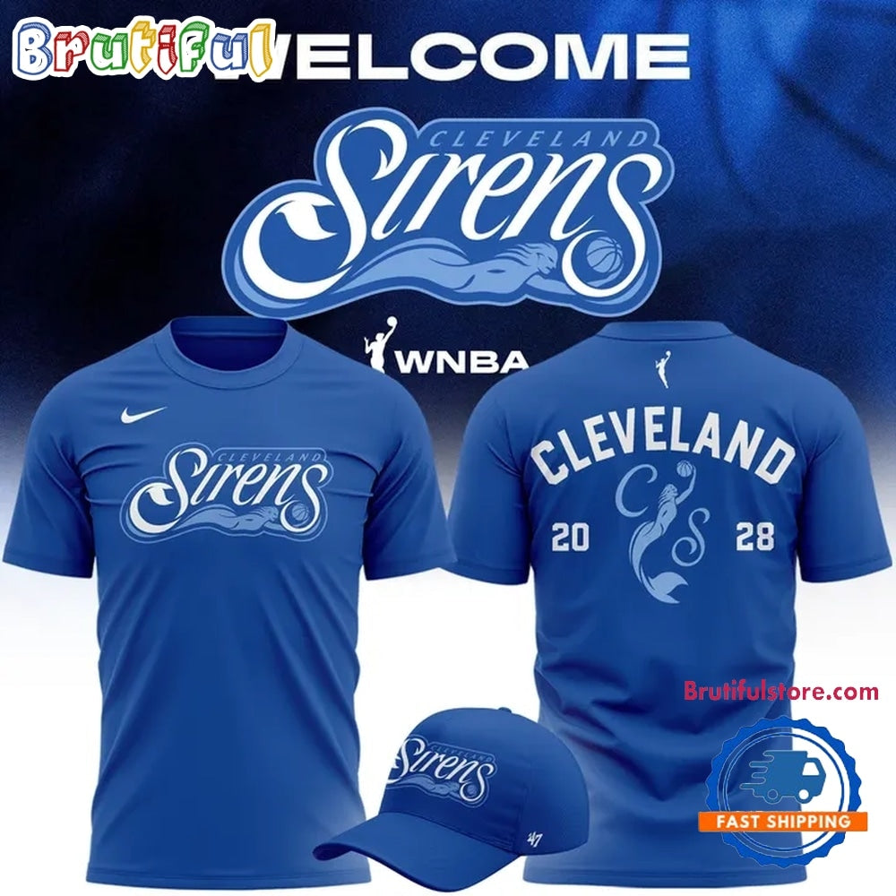 Cleveland Sirens 2028 WNBA Primary Logo Blue Hoodie T-Shirt