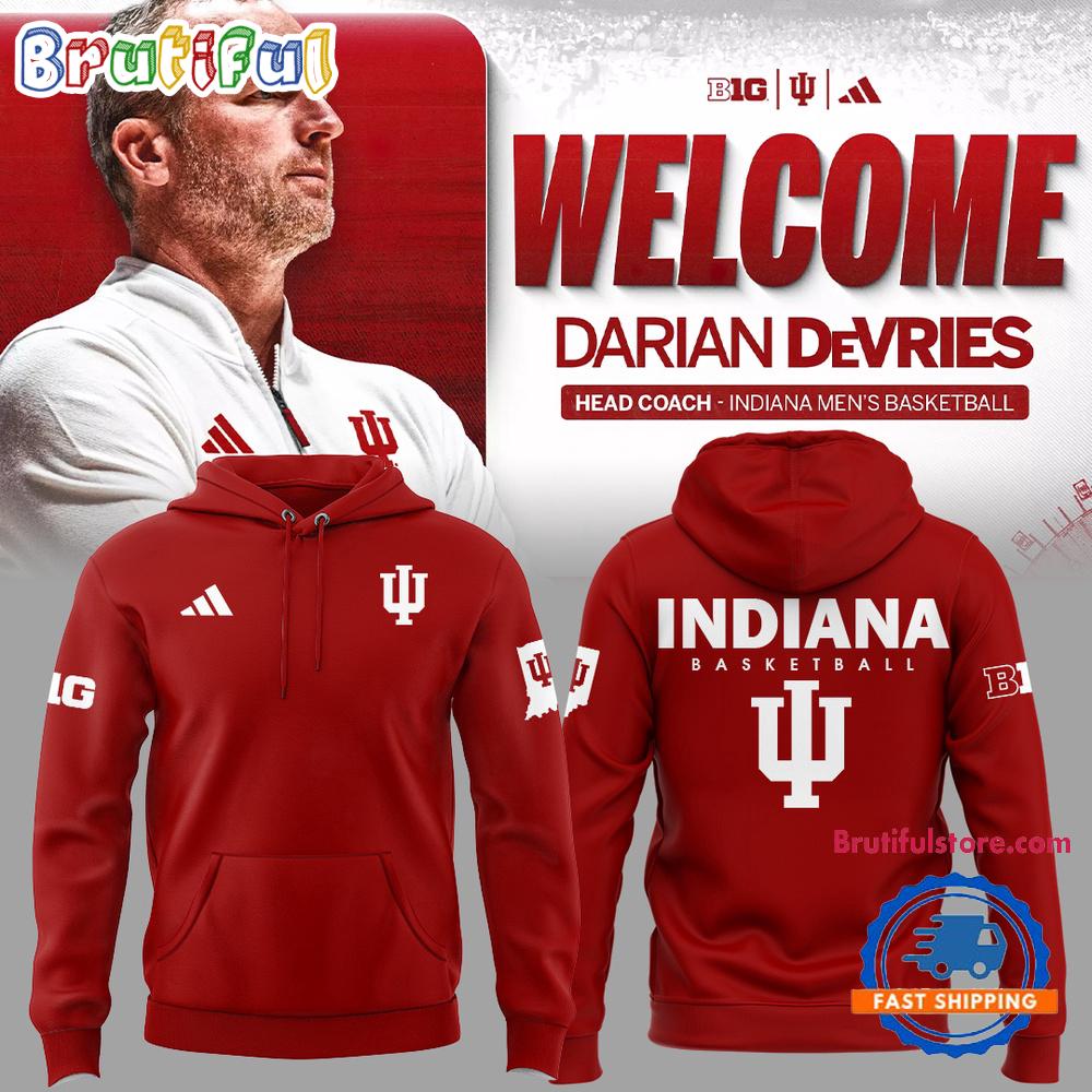 Coach Darian DeVries Indiana Hoosiers Men’s Basketball 2025 Red Hoodie