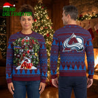 Colorado Avalanche Christmas Tree With Presents Ugly Christmas Sweater