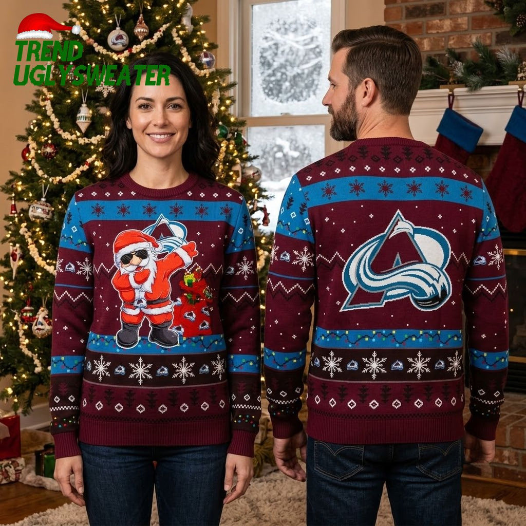 Colorado Avalanche Dabbing Santa Claus Ugly Christmas Sweater