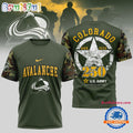 Colorado Avalanche NHL 250 Years US Army Limited 3D Shirt