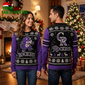 Colorado Rockies Dinosaur Catcher Snowflake Ugly Christmas Sweater