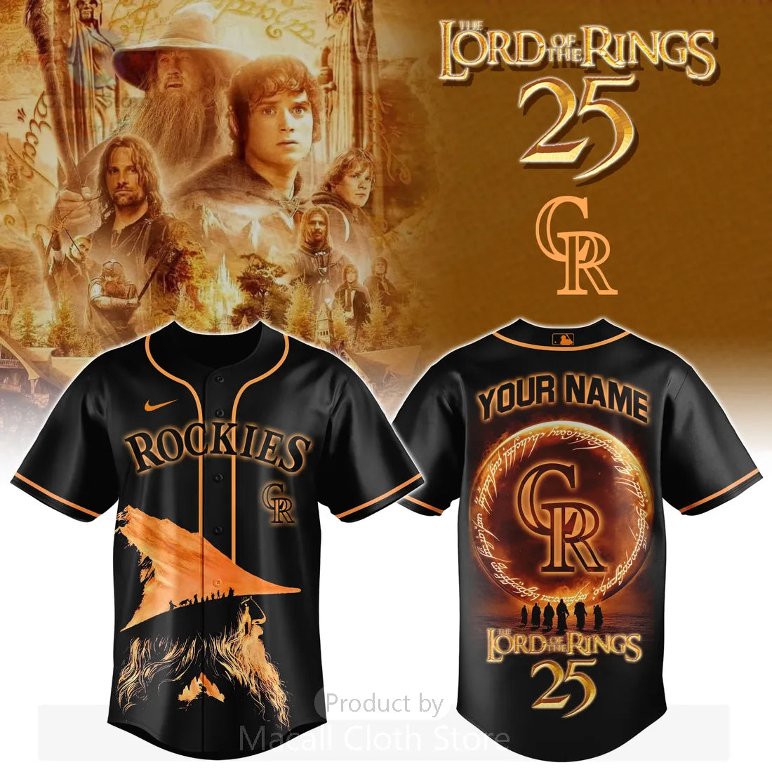 Colorado Rockies Lord Of The Rings Custom Name Baseball Jersey