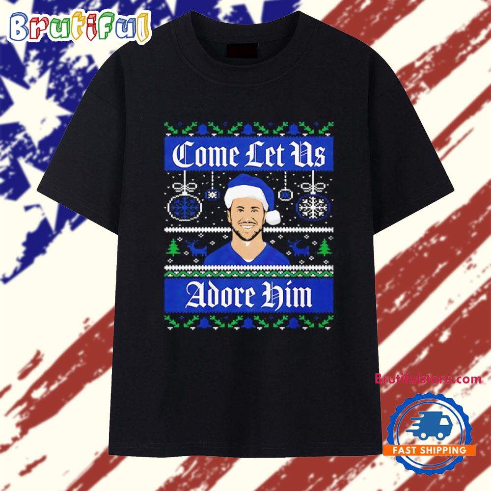 Come Let Us Adore Him Josh Allen Buffalo Bills Ugly Christmas T Shirt