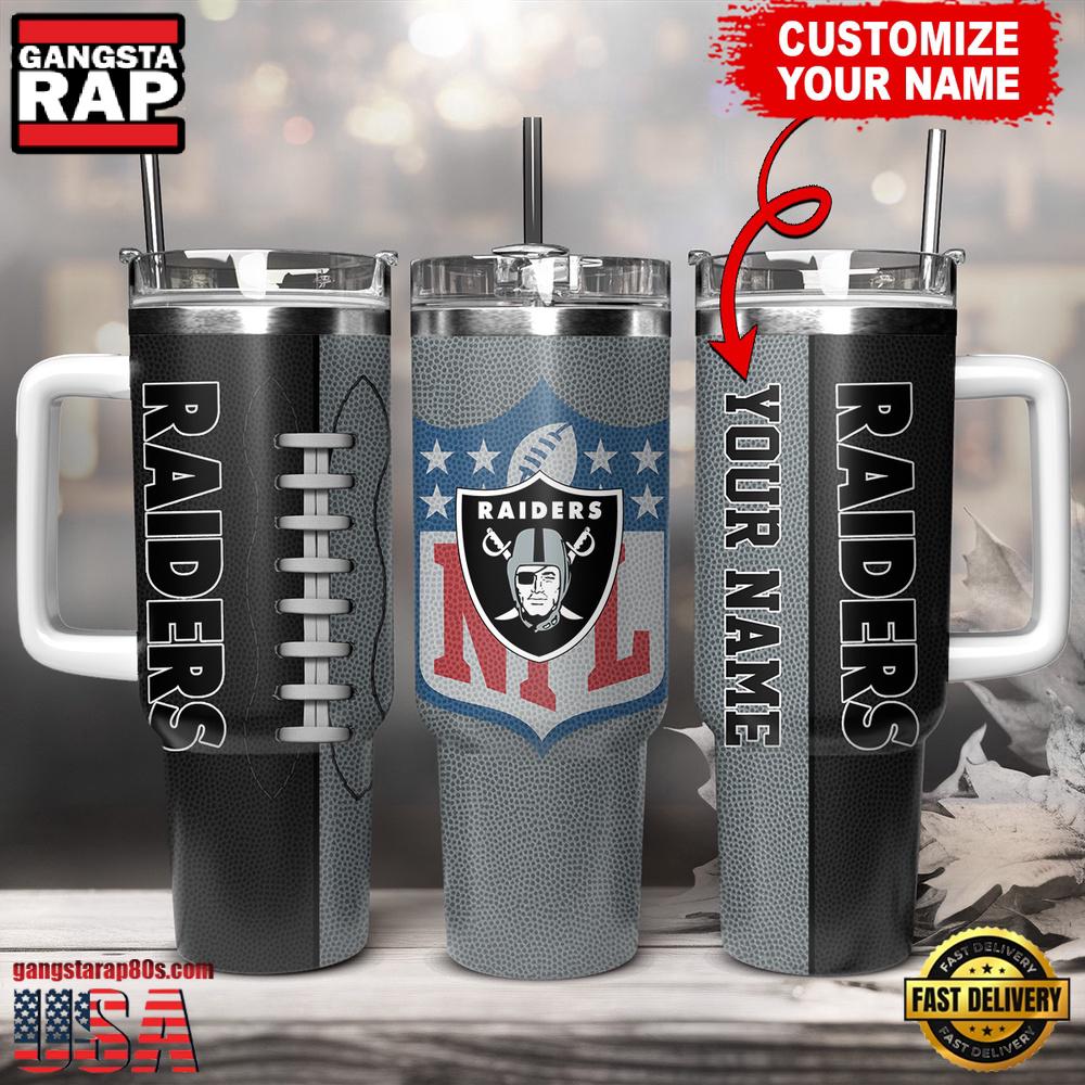 NFL Custom Name Las Vegas Raiders Football Logo Tumbler 40oz With Handle