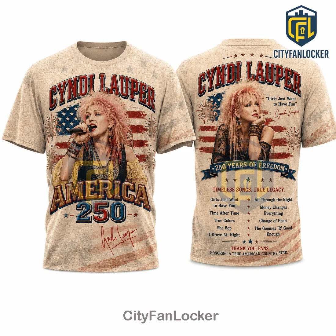 Cyndi Lauper America 250 Independence Day Themed Shirt