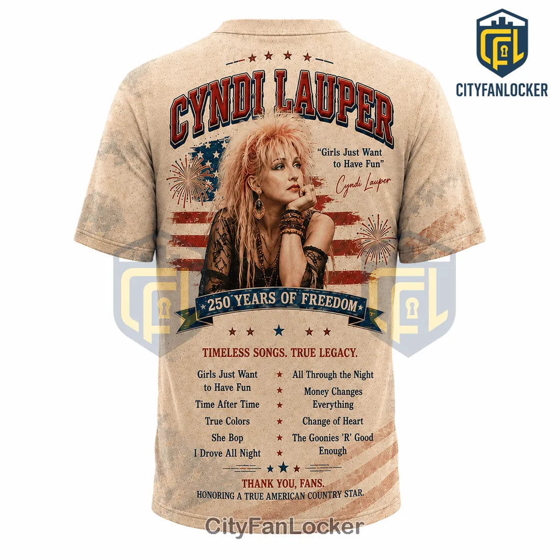 Cyndi Lauper America 250 Independence Day Themed Shirt
