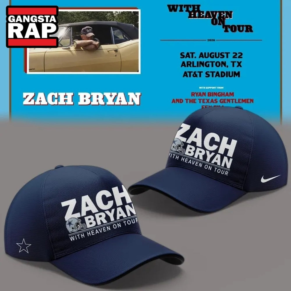 Dallas Cowboy x Zach Bryan With Heaven On Tour 2026 Cap, Trendy Music Baseball Cap