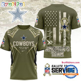 Dallas Cowboys 2025 NFL Salute to Service Camo All Over Print Shirt