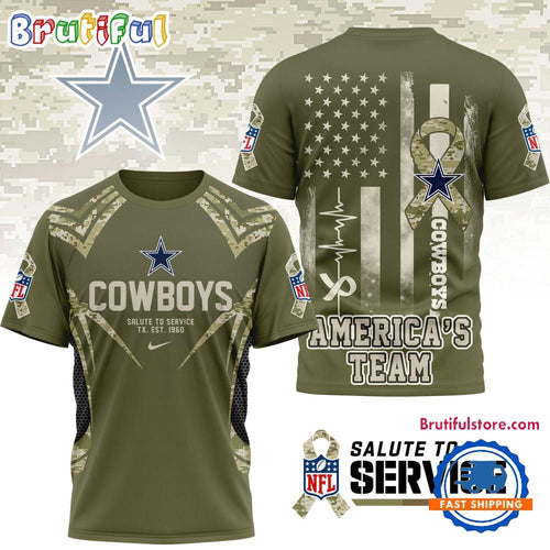 Dallas Cowboys 2025 NFL Salute to Service Camo All Over Print Shirt