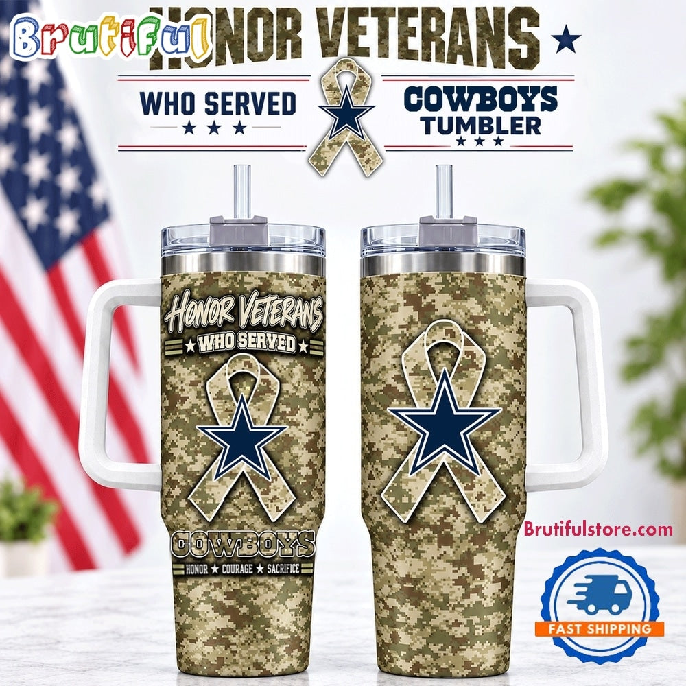 Dallas Cowboys 2026 NFL Honor Veterans Camo Stanley Tumbler