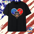 Dallas Cowboys and Texas Tech Red Raiders Heart Football Helmet T Shirt