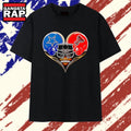 Dallas Cowboys and Texas Tech Red Raiders Heart Football Helmet T Shirt