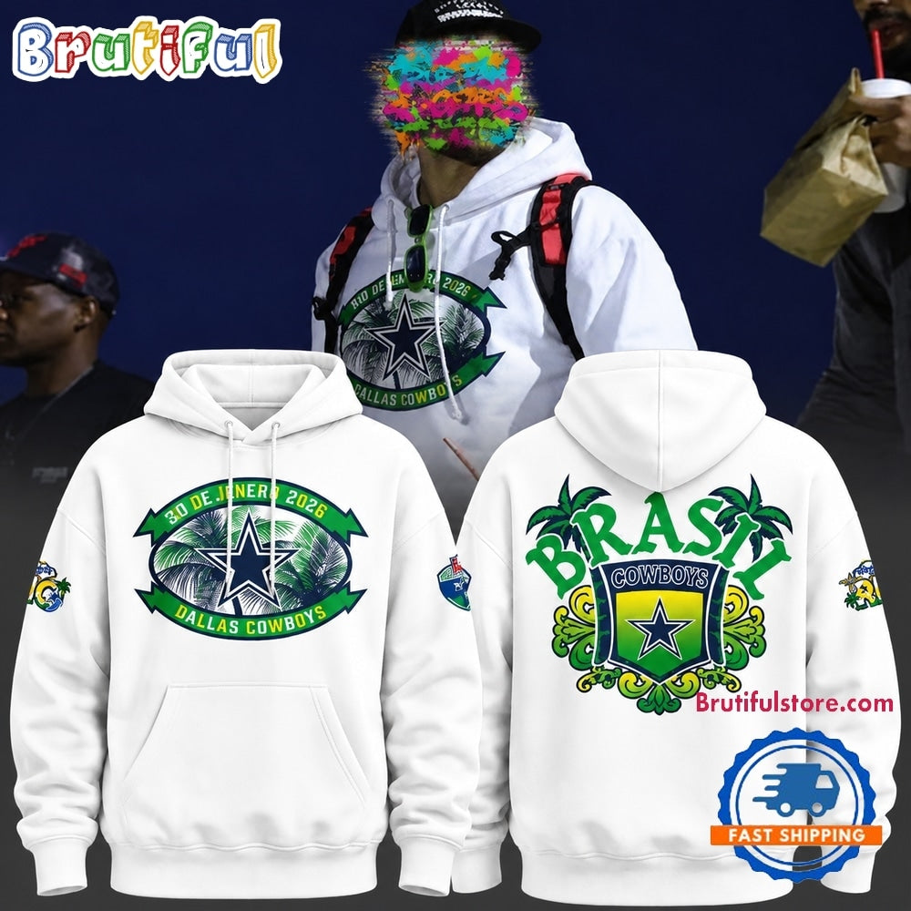 Dallas Cowboys Brazil Rio De Janeiro Game 2026 Limited Edition White Hoodie