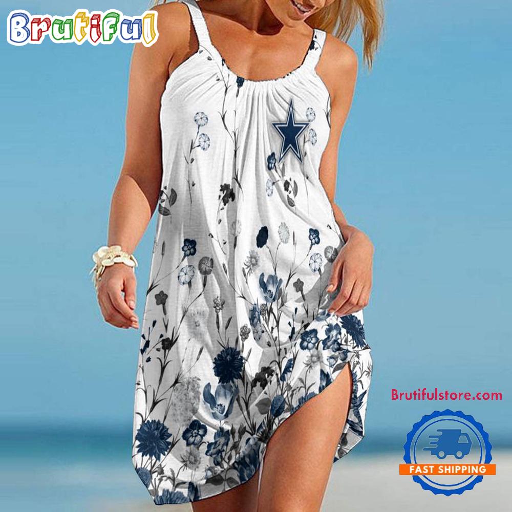 Dallas Cowboys Flower Summer Beach Sling Dress