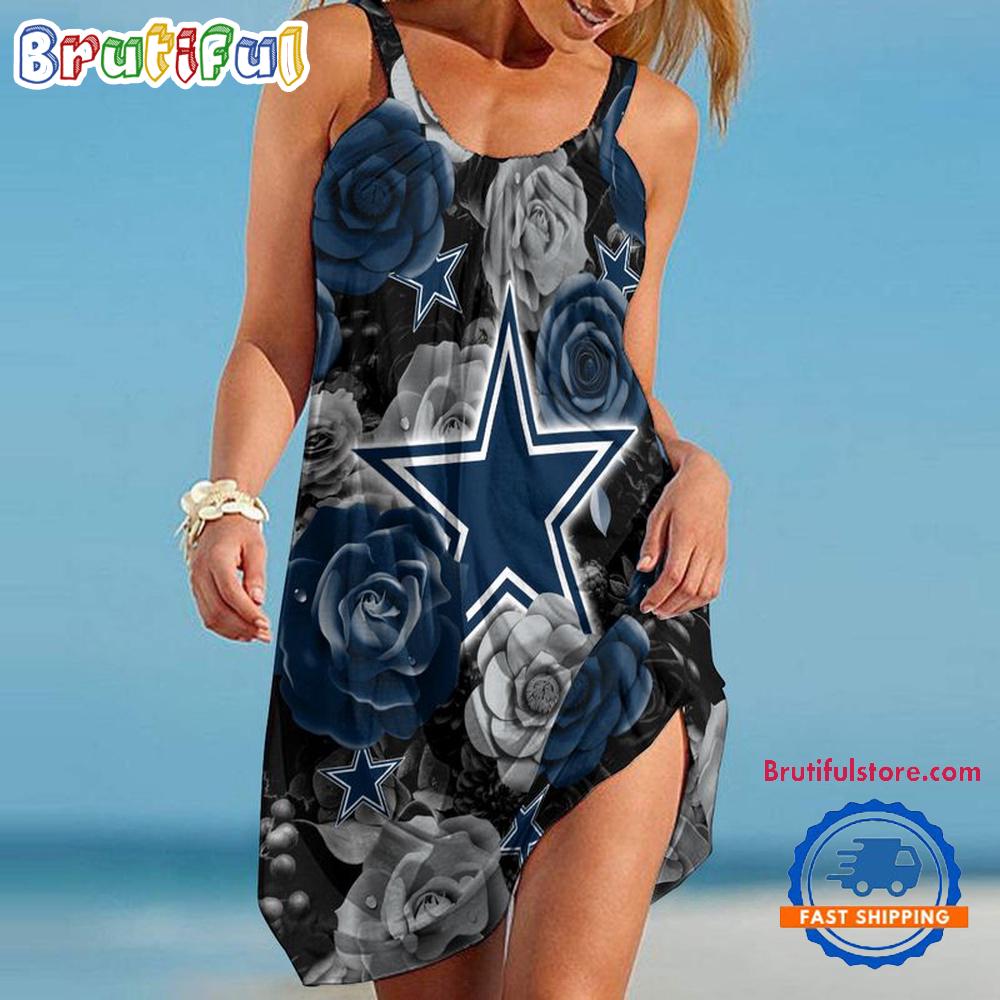 Dallas Cowboys Flower Women’s Summer Beach Sling Dress