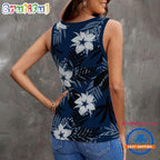 Dallas Cowboys Hibiscus Pattern Women’s V-Neck Ribbed Tank Top