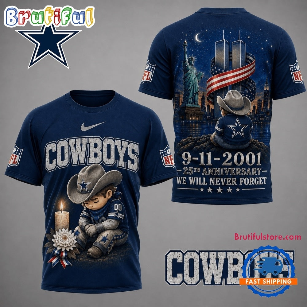 Dallas Cowboys NFL 9 11 25th Anniversary Never Forget Memorial 3D T Shirt