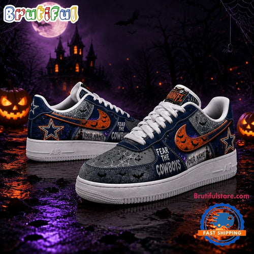 Dallas Cowboys NFL Fear The Team Halloween Air Force 1 Shoes Sneakers