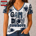 Dallas Cowboys NFL Football Flowers Team Pride V Neck T Shirt