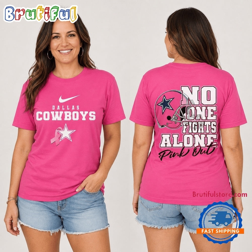Dallas Cowboys NFL No One Fight Alone Pink Out T Shirt