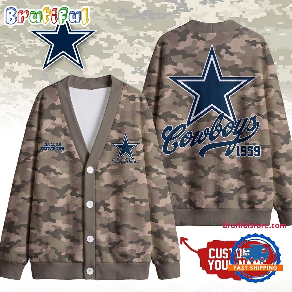 Dallas Cowboys NFL Veteran Military Camo Heritage Cardigan
