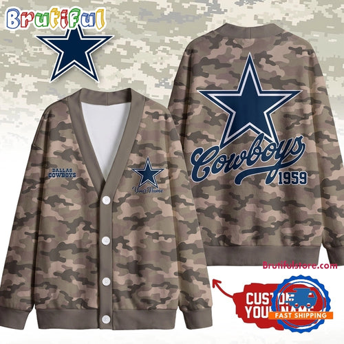 Dallas Cowboys NFL Veteran Military Camo Heritage Cardigan