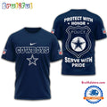 Dallas Cowboys Protech With Honor Police Serve With Pride 3D Shirt