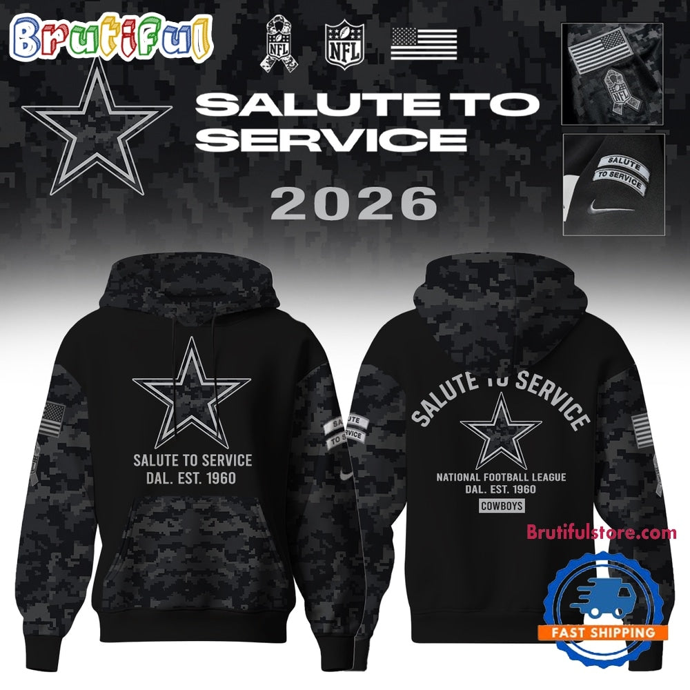 Dallas Cowboys Salute to Service Camo 2026 Black Hoodie