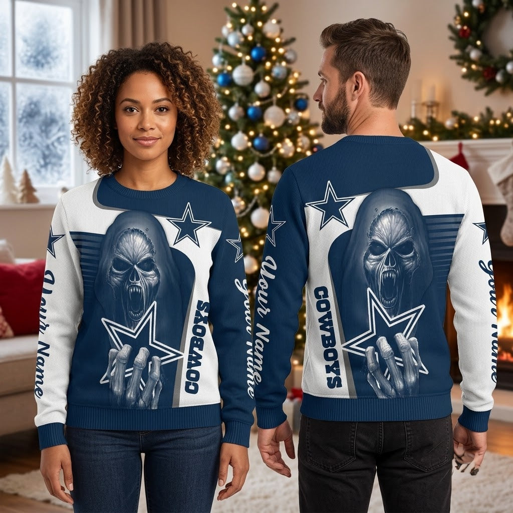 Dallas Cowboys Skull And Star Graphic Sweater