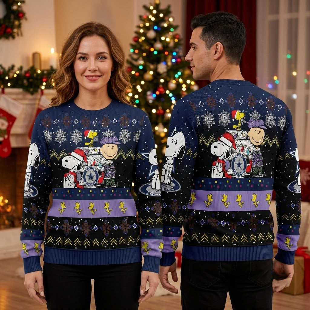 Dallas Cowboys Snoopy Charlie Brown Woodstock Ugly Christmas Sweater