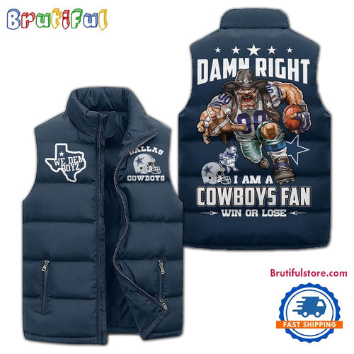 Dallas Cowboys Sporty Mascot Design Sleeveless Puffer Jacket