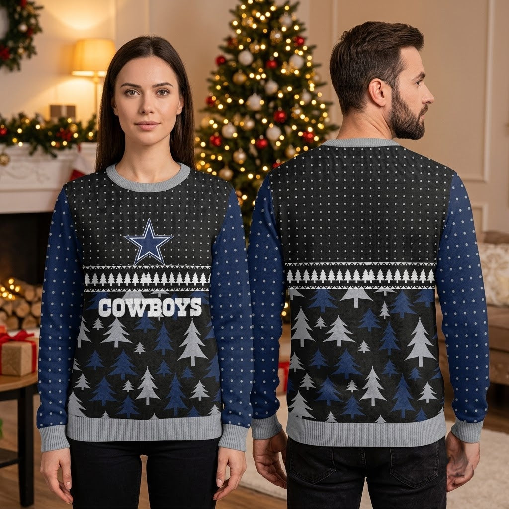 Dallas Cowboys Star And Christmas Tree Ugly Christmas Sweater