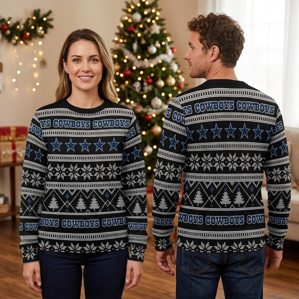 Dallas Cowboys Star And Snowflake Knit Christmas Sweater