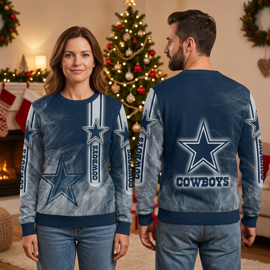 Dallas Cowboys Star Logo Smoke Pattern Christmas Sweater