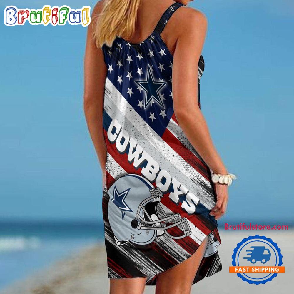 Dallas Cowboys USA Independence Day Women’s Summer Beach Sling Dress