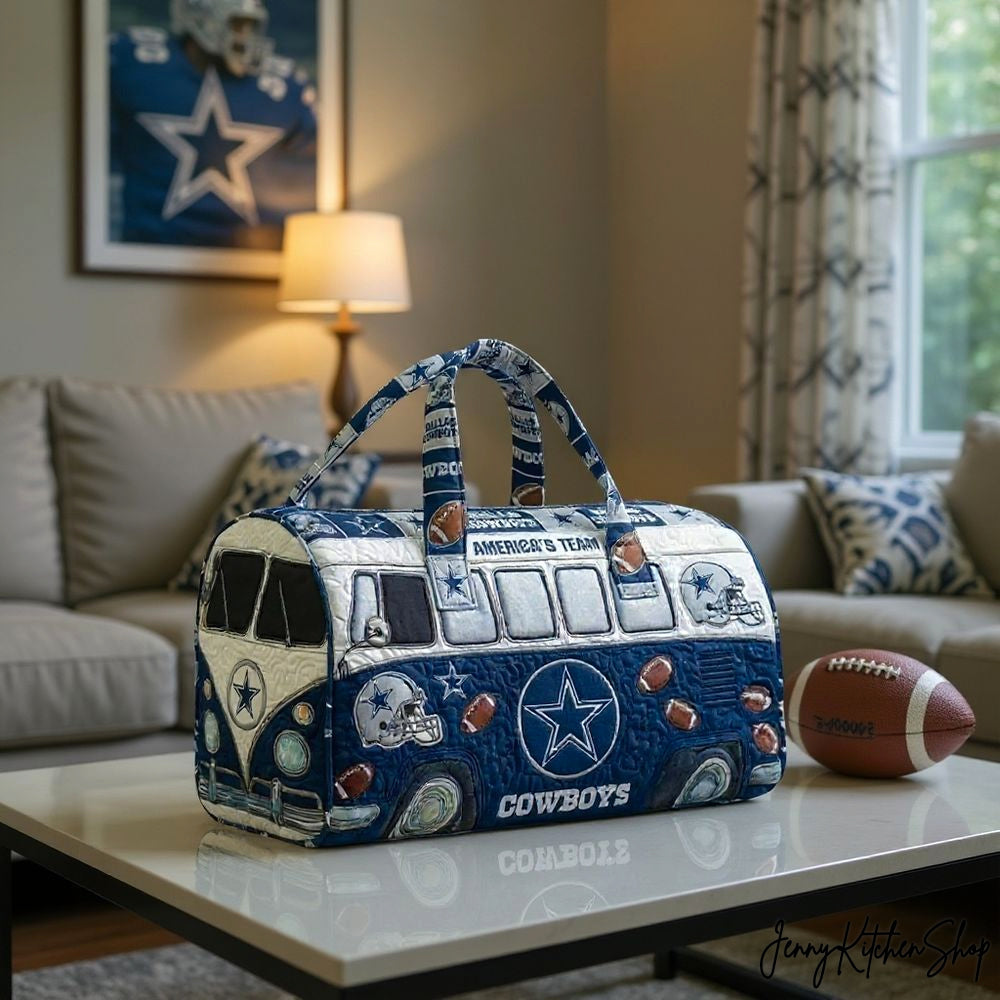 Dallas Cowboys Vintage Bus Style Quilted Duffel Bag