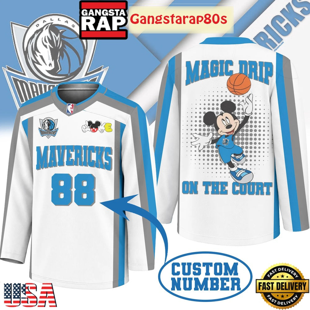 Dallas Mavericks Premium NBA Magic Drip Long Jersey Shirt