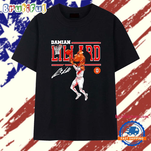 Damian Lillard Portland Trail Blazers Cartoon Signature T Shirt