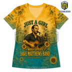 Dave Matthews Band Sunflower Tie Dye V-Neck T-Shirt