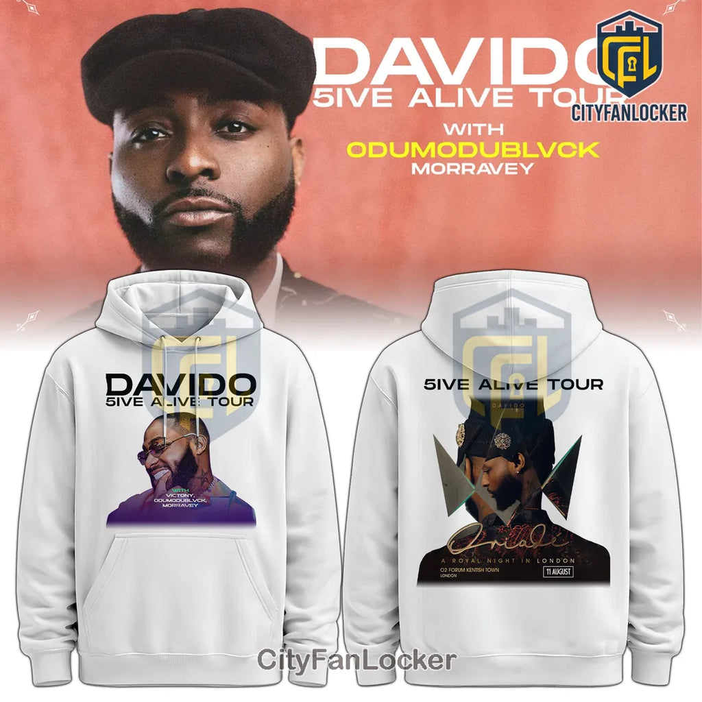 Davido 5ive Alive Tour London Concert Hoodie 2026