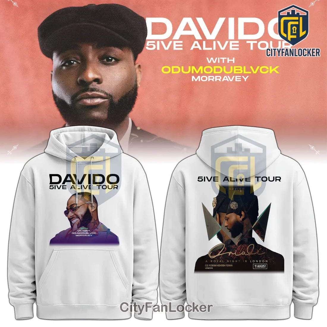 Davido 5ive Alive Tour London Concert Hoodie 2026