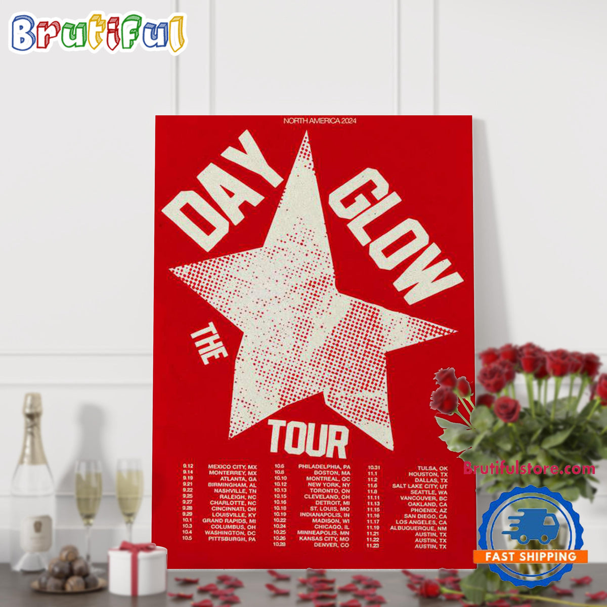 Day Glow North American The Tour 2024 Poster Canvas Art