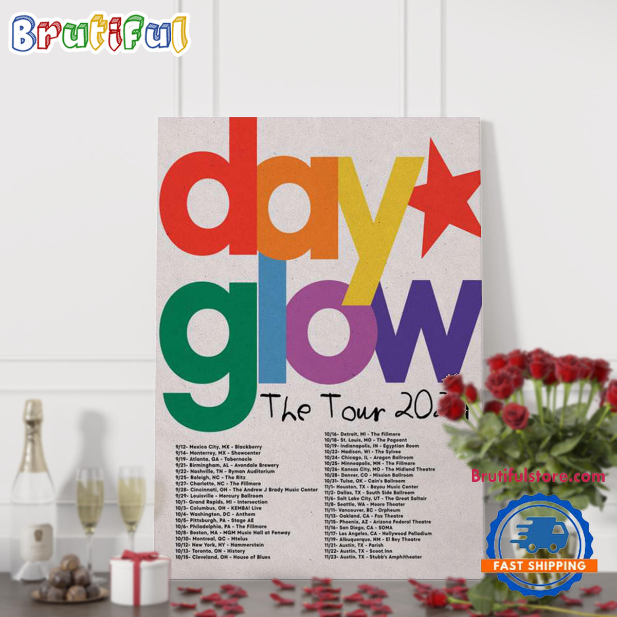 Day Glow The Tour 2024 US Poster Canvas Art