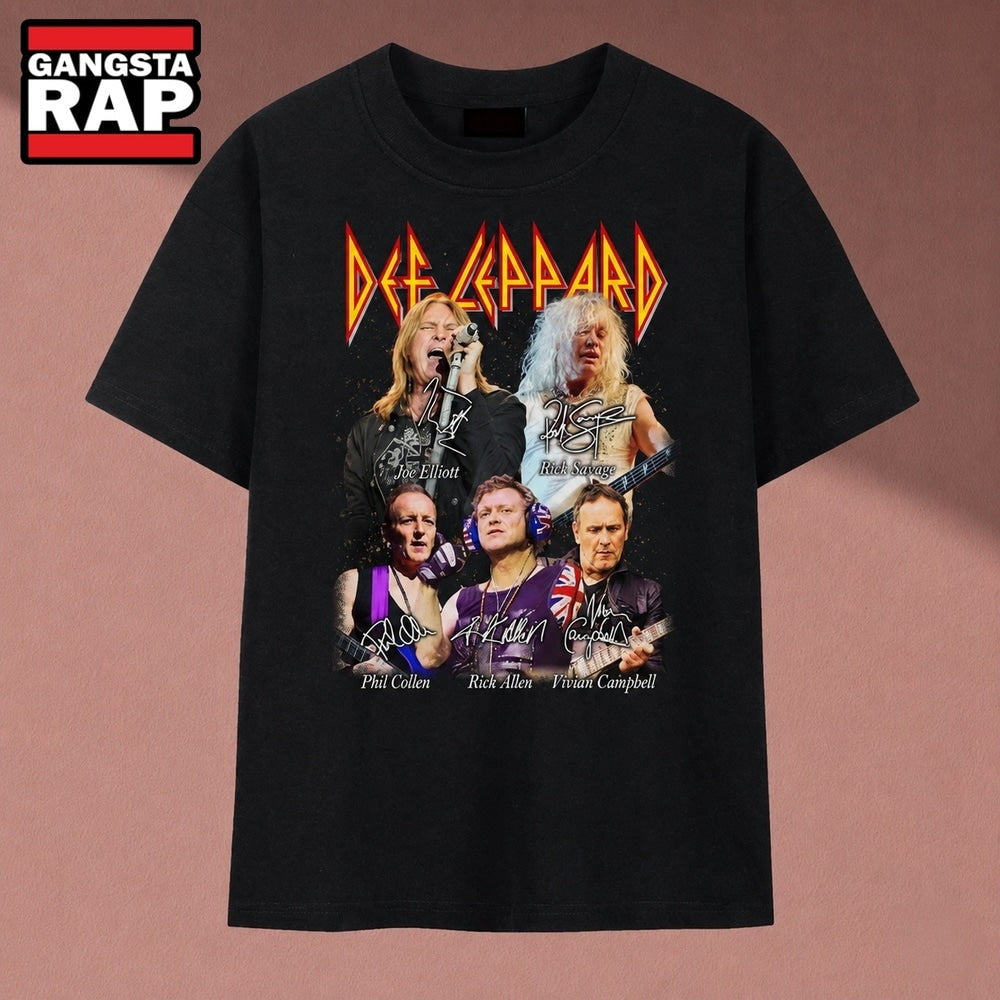 Def Leppard Band Signatures Vintage Rock T Shirt, Music 2D Shirt